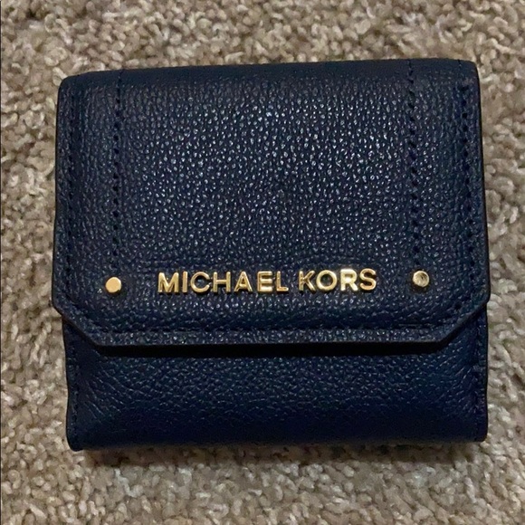 Michael Kors Handbags - Michael Kors Blue Wallet with Gold Accents